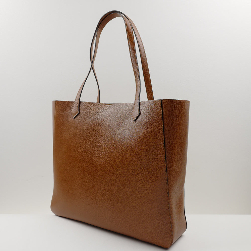 1142 Square Tote Bag in Medium Brown Calf