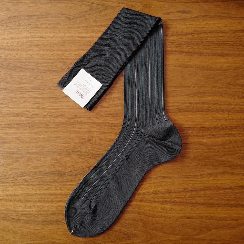 Grey/Turquoise Alternate-stripes over-the-calf Socks
