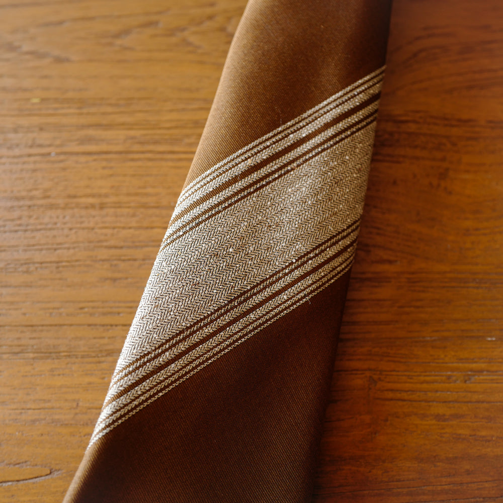 Brown Mogador Stripes 7-Fold Silk/Cotton Tie
