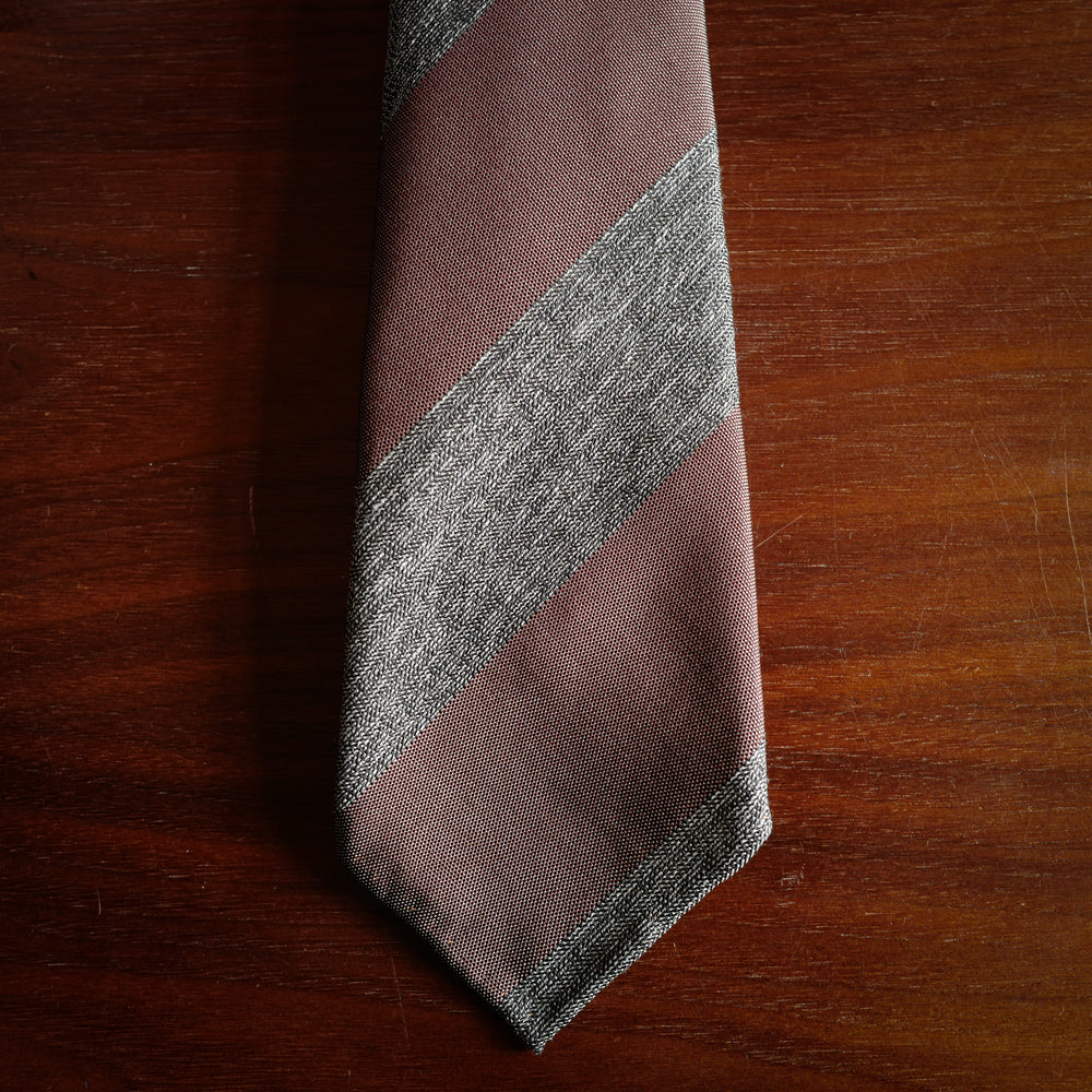 Burgundy/Grey Block Stripes 7-Fold Silk Tie