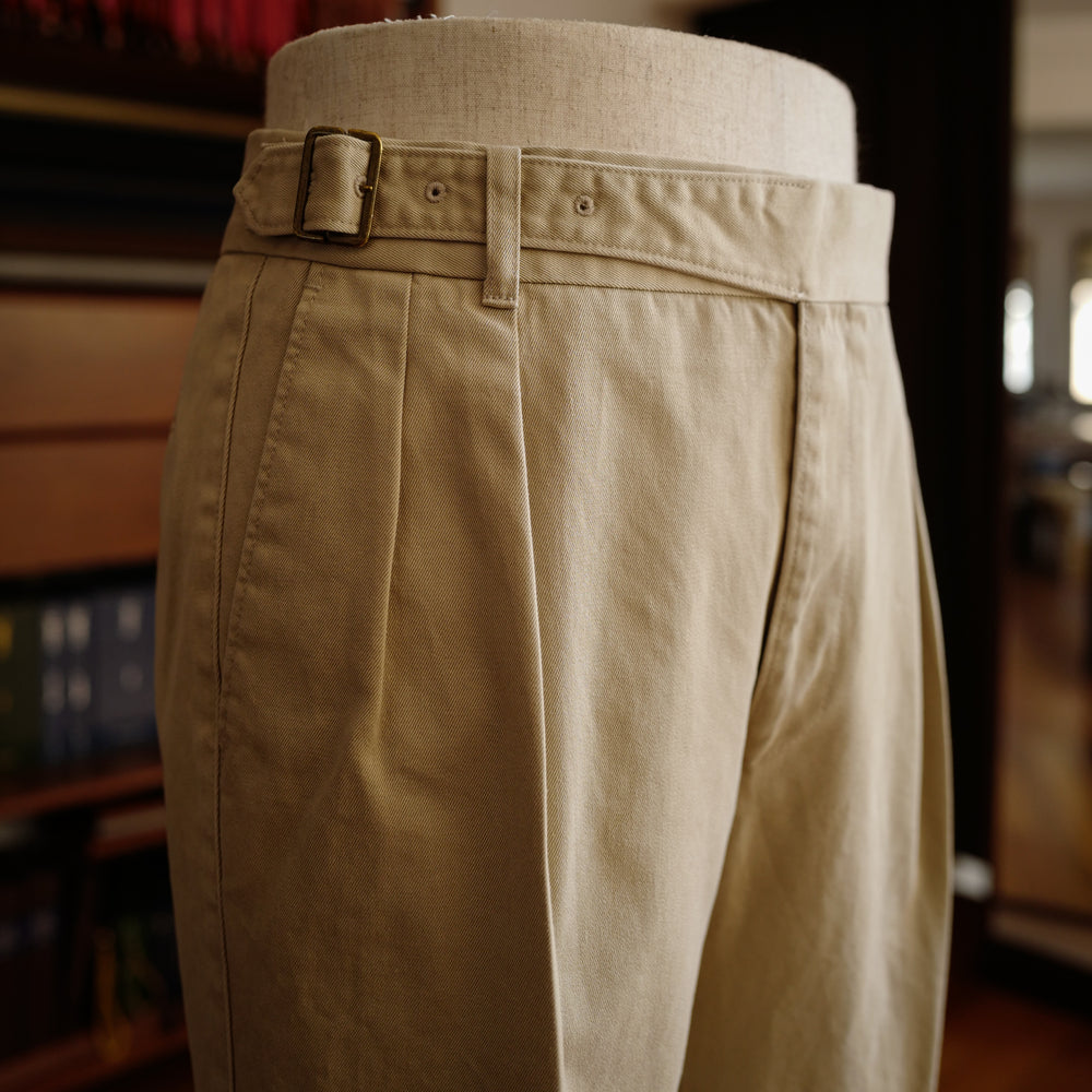 Beige Cotton Gurkha Trousers