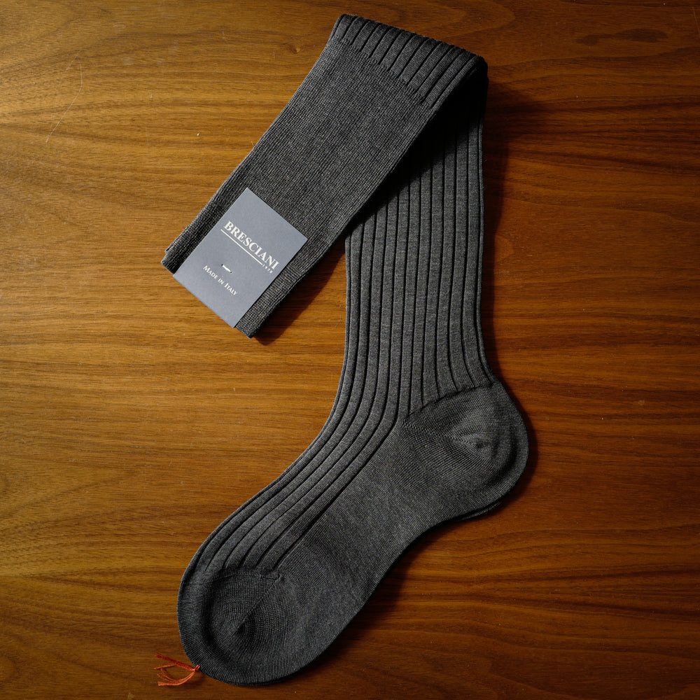 Grey Melange Cotton over-the-calf Socks