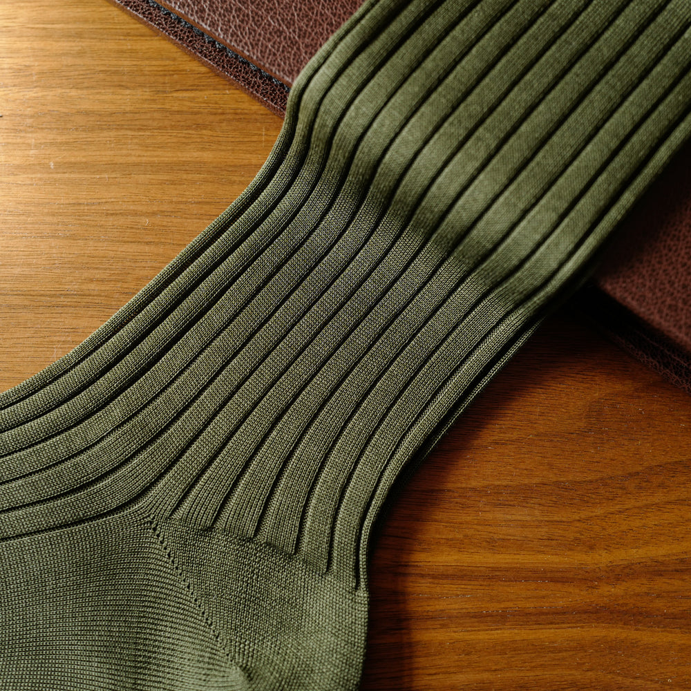Olive Melange Cotton over-the-calf Socks