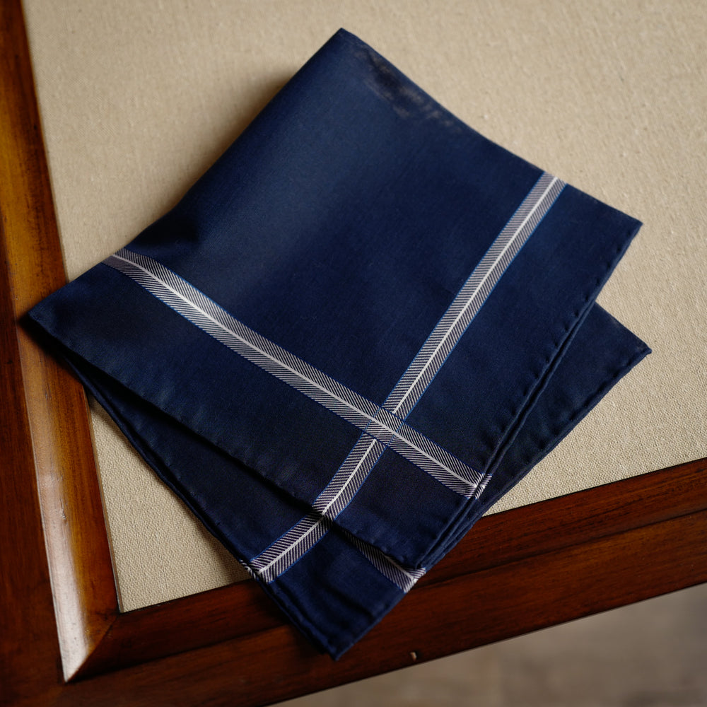 Chevron Pocket Square in Navy
