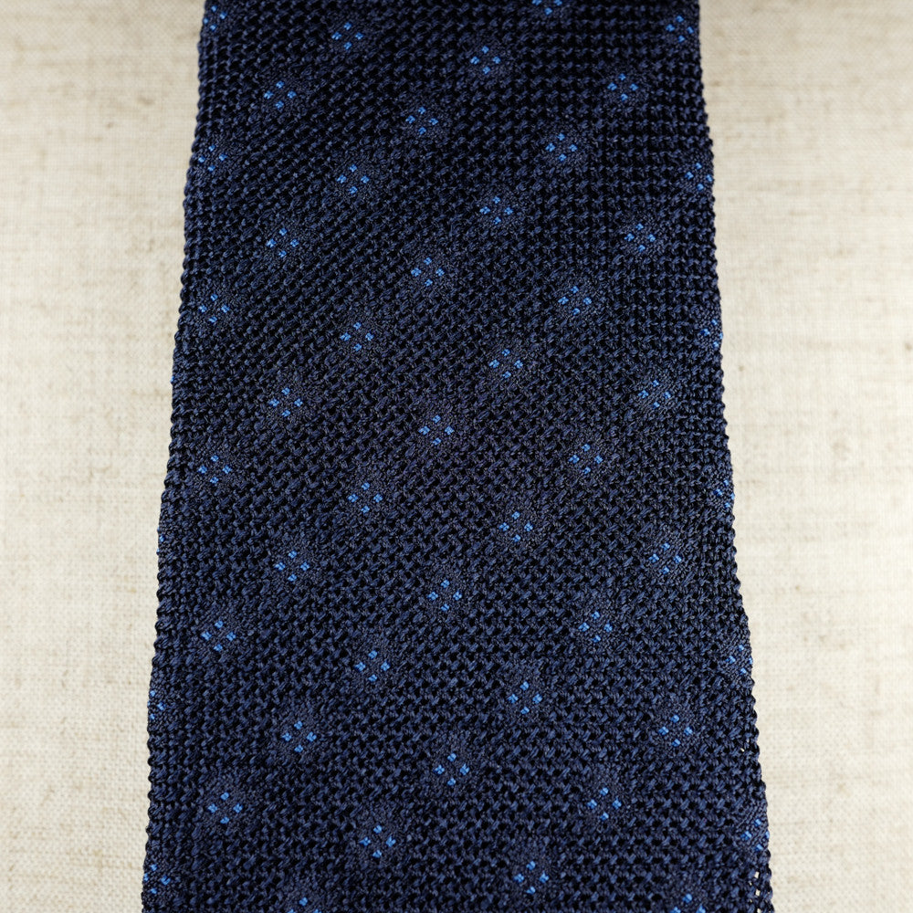 Navy Grenadine Six-Fold Tie with Blue Dots