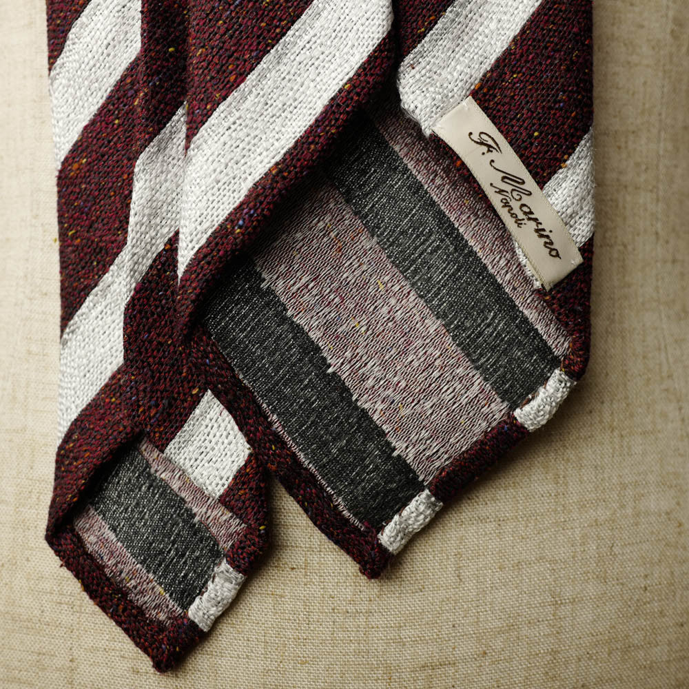 Burgundy Seven-Fold Woven Regimental Linen/Silk Tie