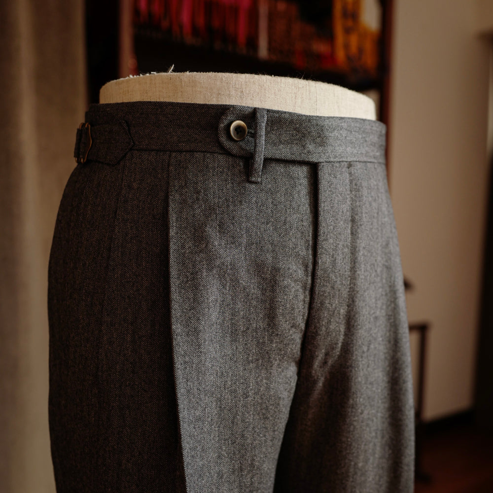 Grey Herringbone Wool Trousers Mod.2