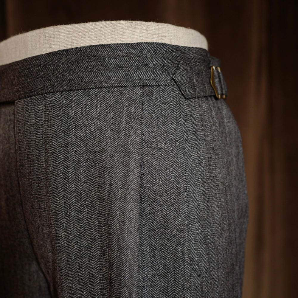 Grey Herringbone Wool Trousers Mod.2