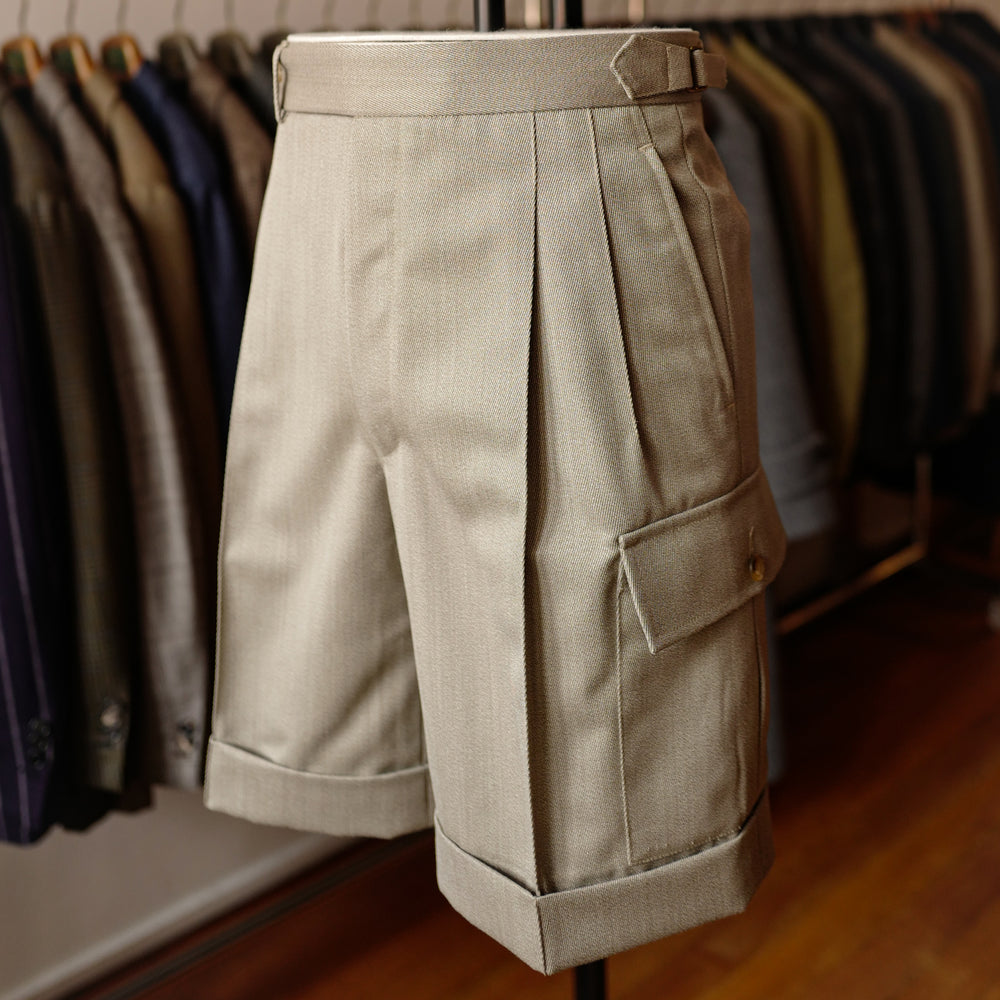 C1 Shorts in beige covert cloth (MTO)