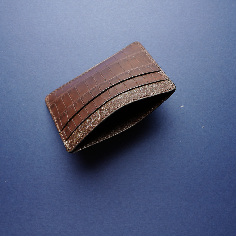 Dark Brown Alligator Card Holder