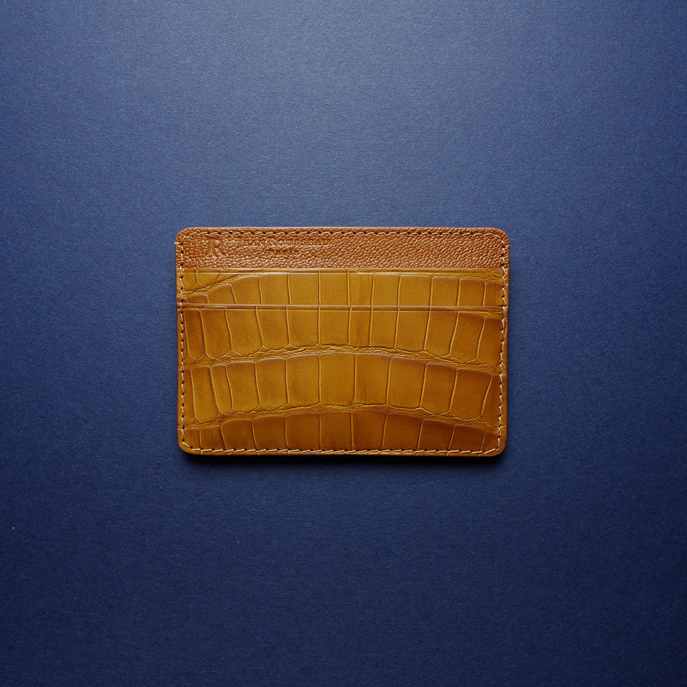Honey Brown Alligator Card Holder