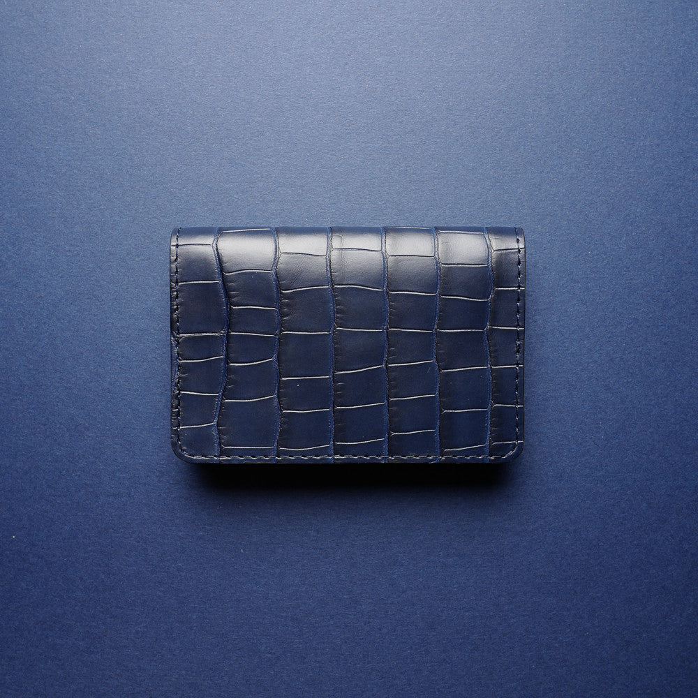 Navy Alligator Card Wallet