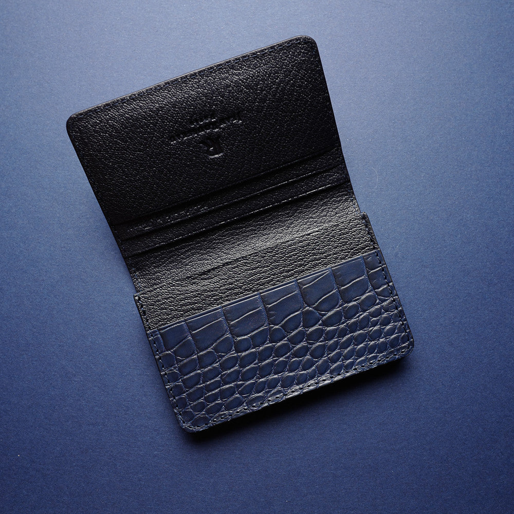 Navy Alligator Card Wallet