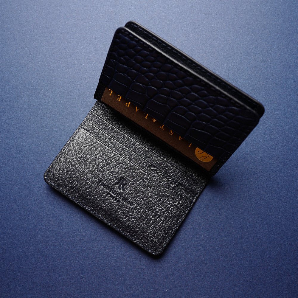 Navy Alligator Card Wallet