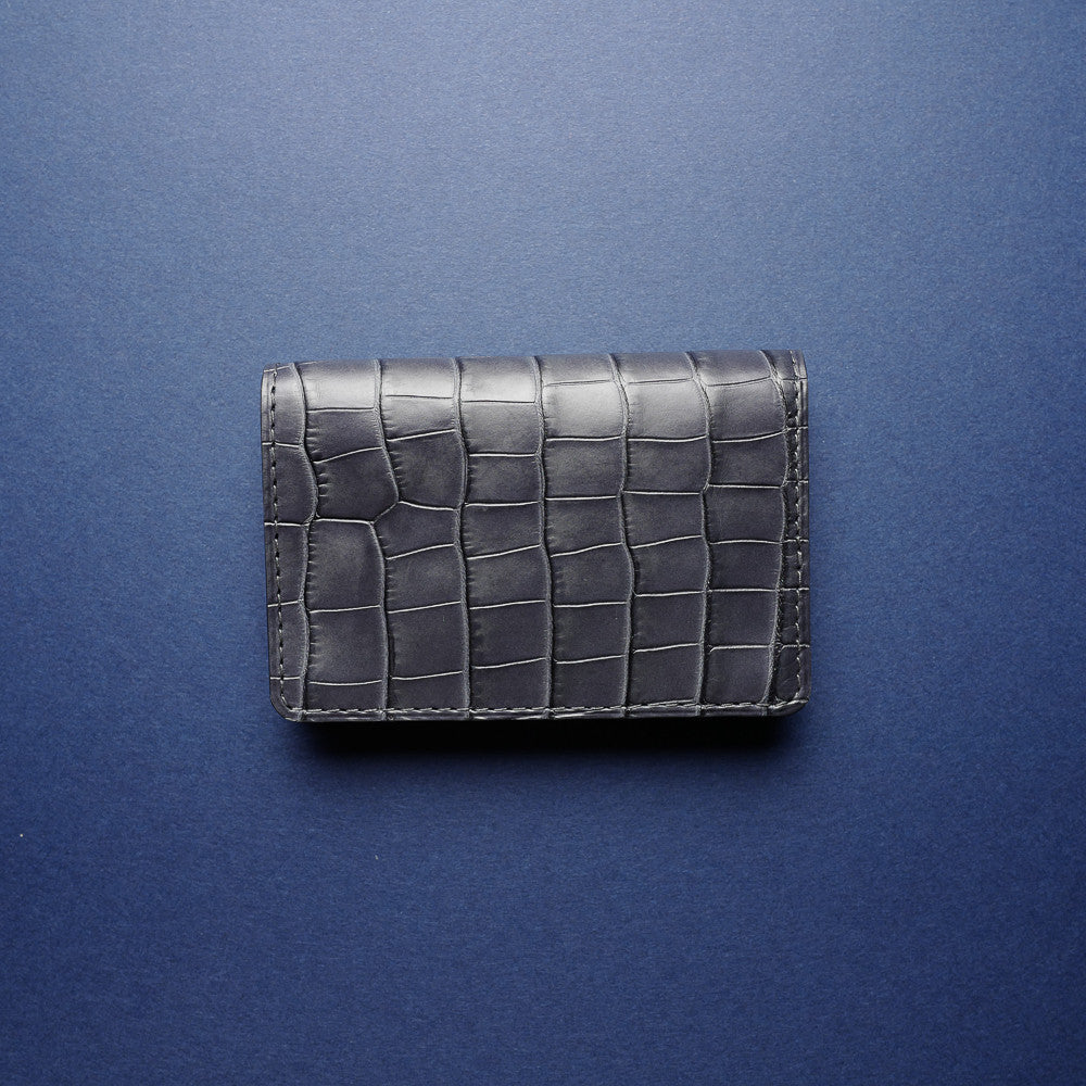 Slate Grey Alligator Card Wallet