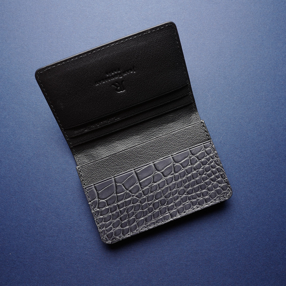 Slate Grey Alligator Card Wallet