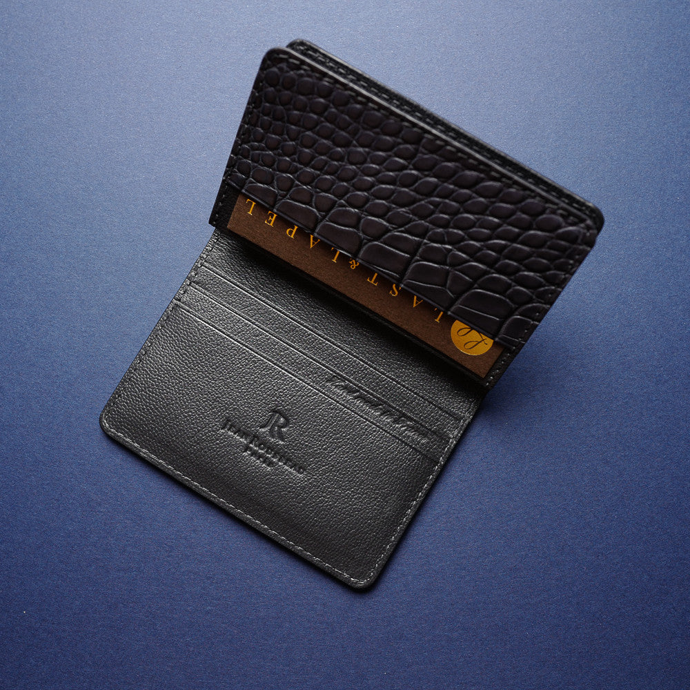 Slate Grey Alligator Card Wallet