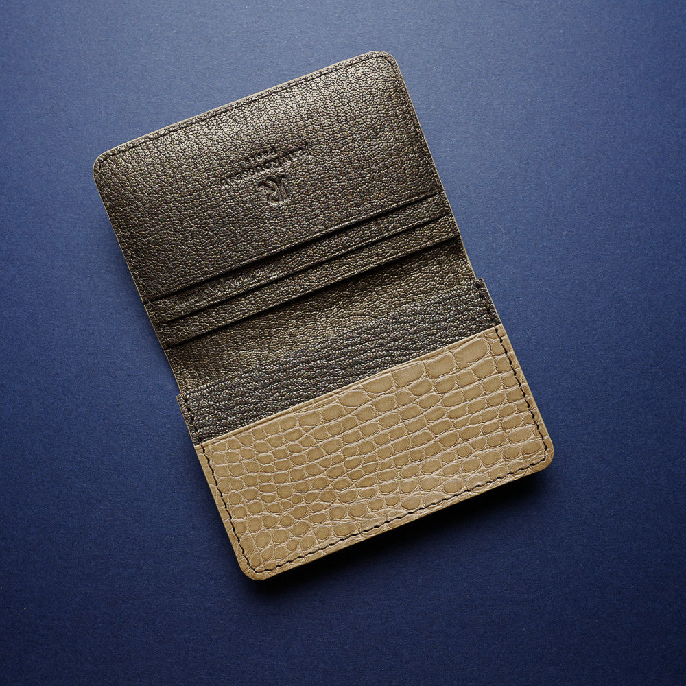 Taupe Alligator Card Wallet