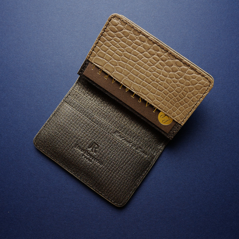 Taupe Alligator Card Wallet