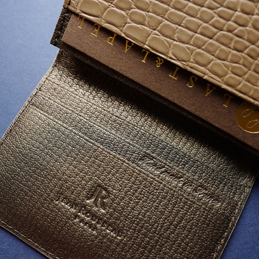 Taupe Alligator Card Wallet