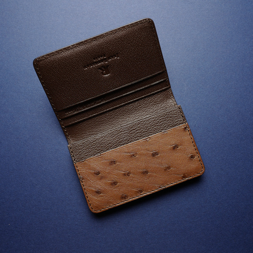 Brown Ostrich Card Wallet