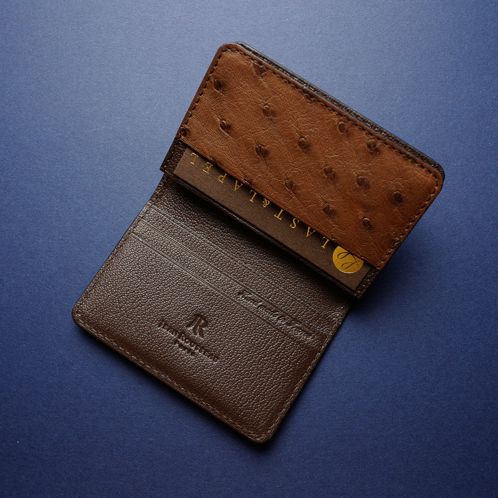 Brown Ostrich Card Wallet