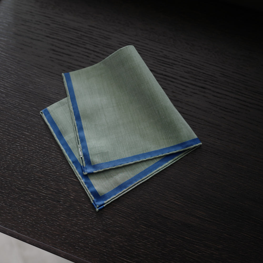 Amalfi Pocket Square in Khaki/Blue