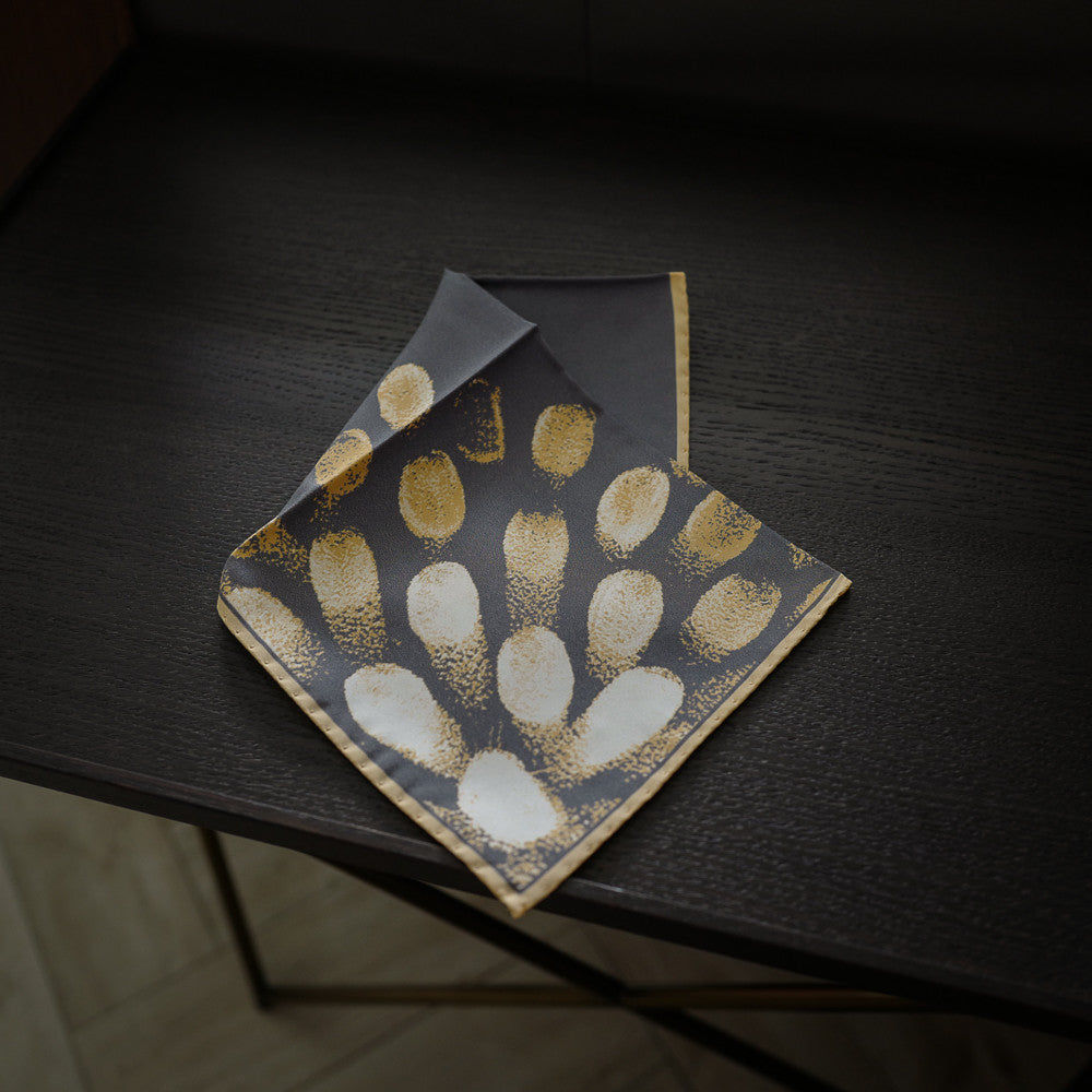 Grey Pocket Square with Abstract Design