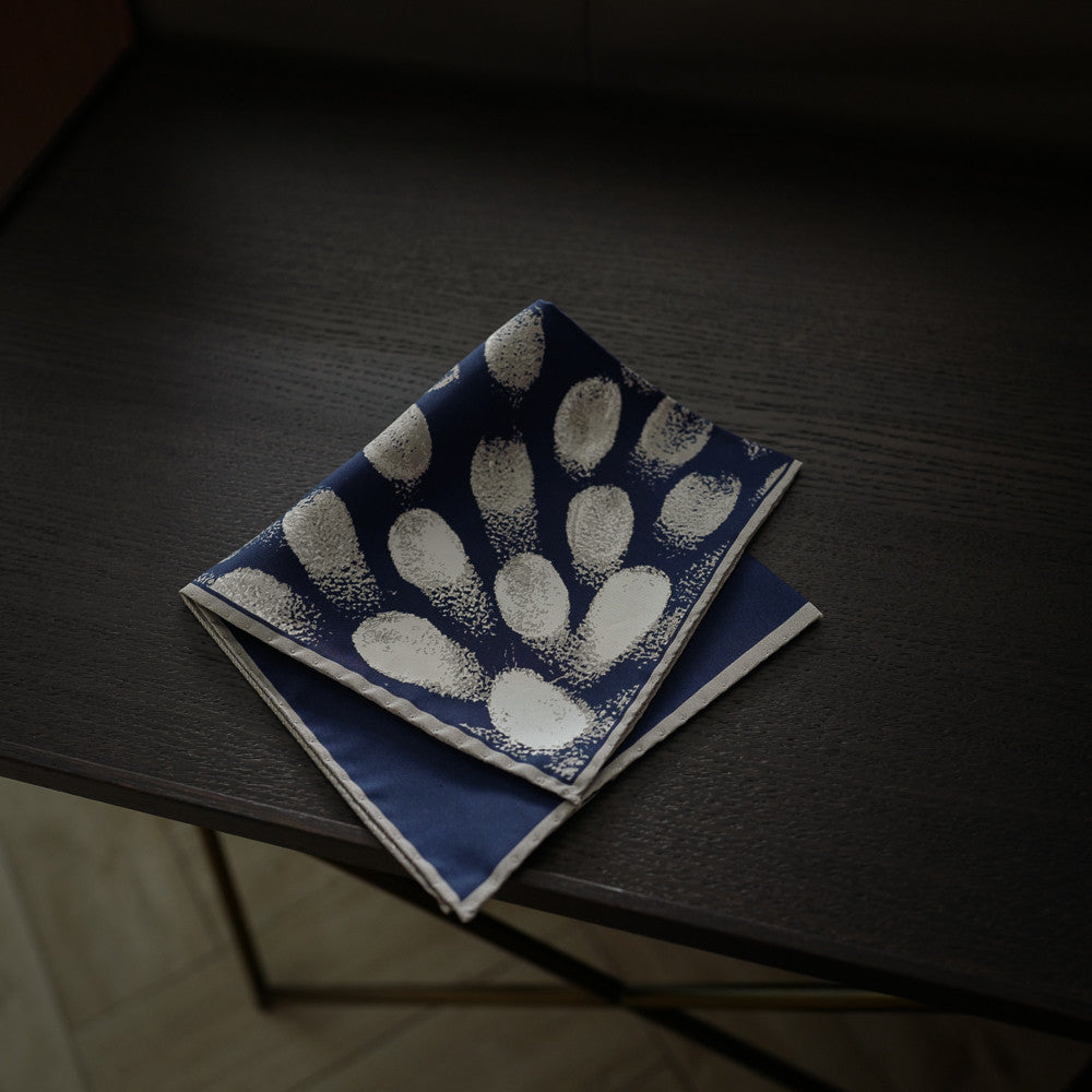 Navy Pocket Square with Abstract Design