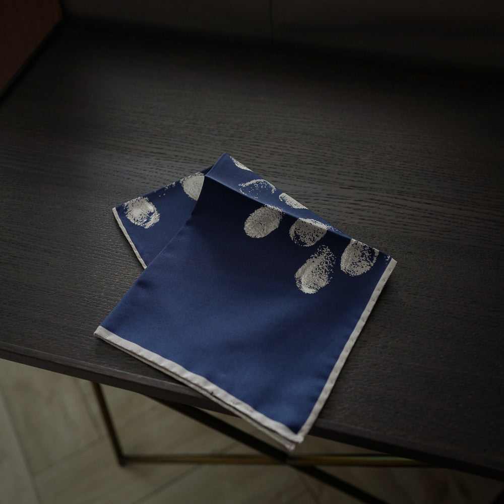 Navy Pocket Square with Abstract Design