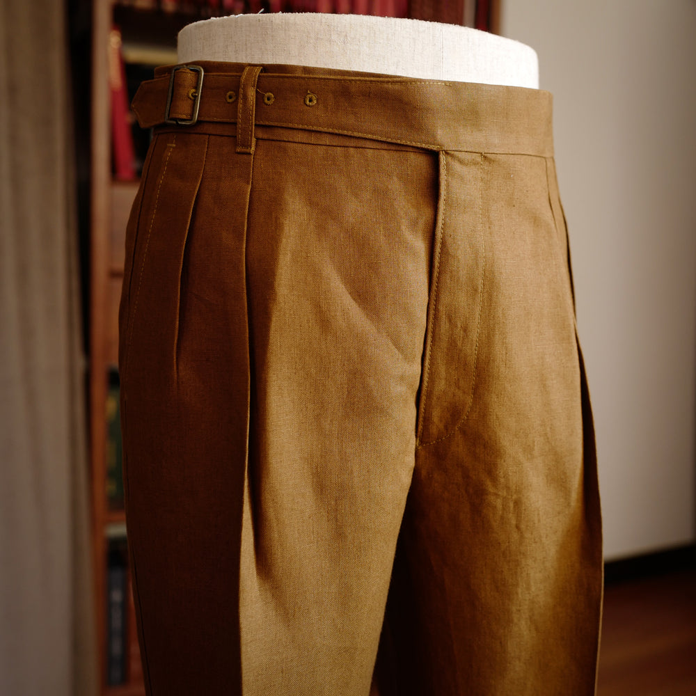 Tobacco Brown Linen Gurkha Trousers
