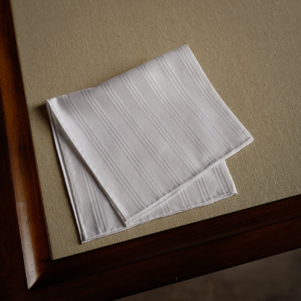 Trianon Pocket Square in White