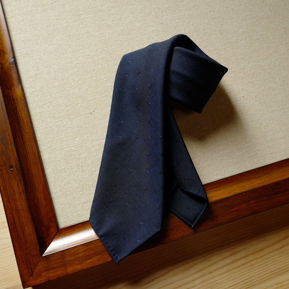 Navy Jacquard Wool/Mohair Tie