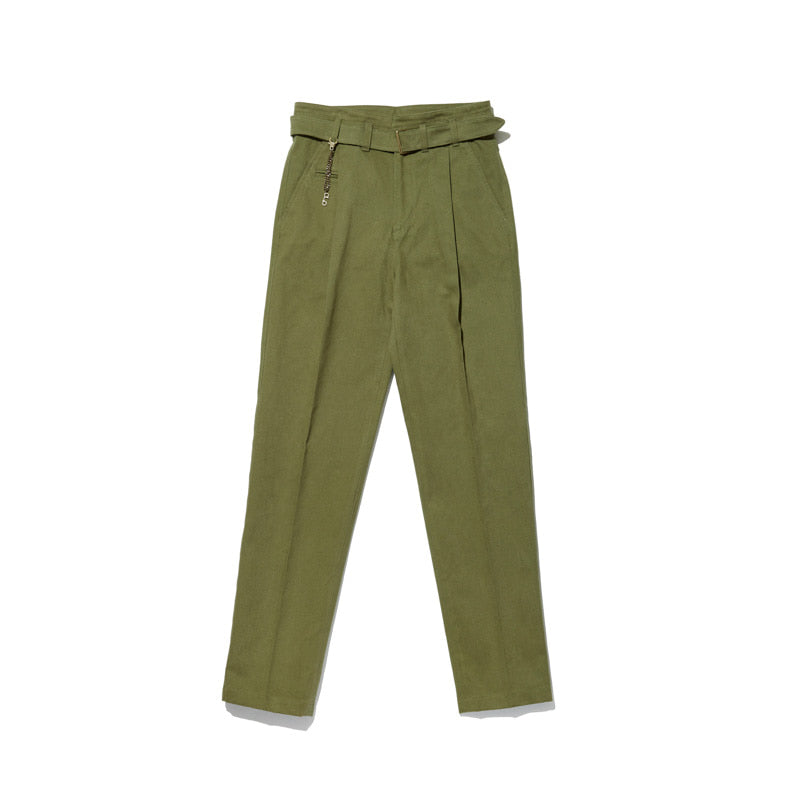Vent Trousers in Olive Green