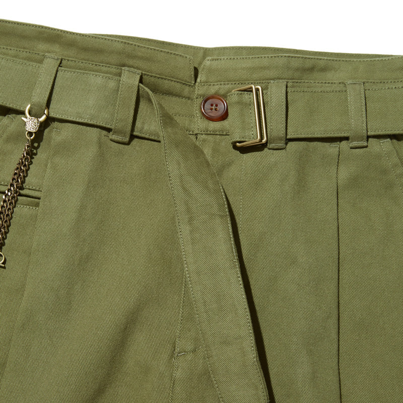 Vent Trousers in Olive Green