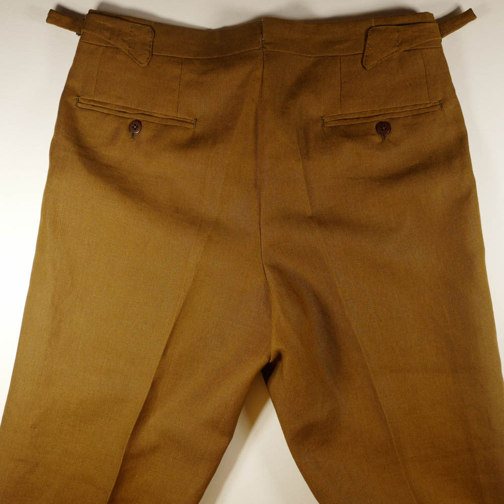 Tobacco Brown Linen Trousers