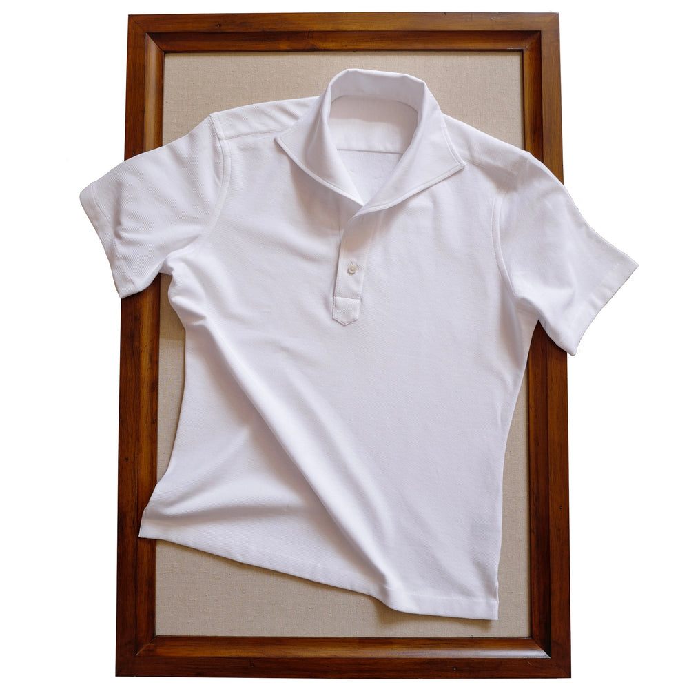 Organic cotton knit jersey Polo in white