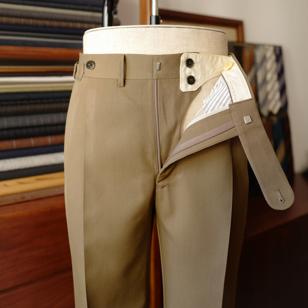 Brown Gabardine Wool Trousers (New Classic)