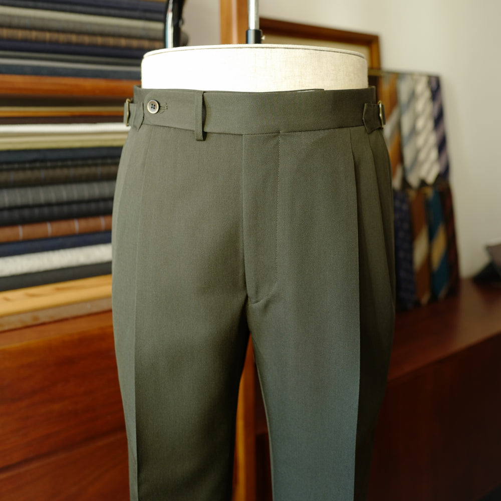 Green Gabardine Wool Trousers (New Classic)