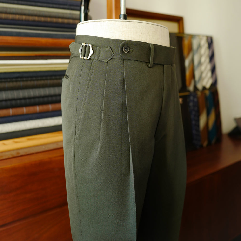 Green Gabardine Wool Trousers (New Classic)