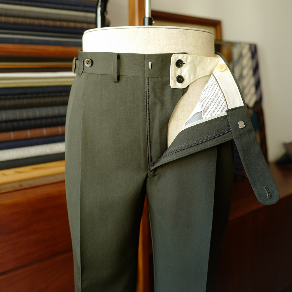 Green Gabardine Wool Trousers (New Classic)