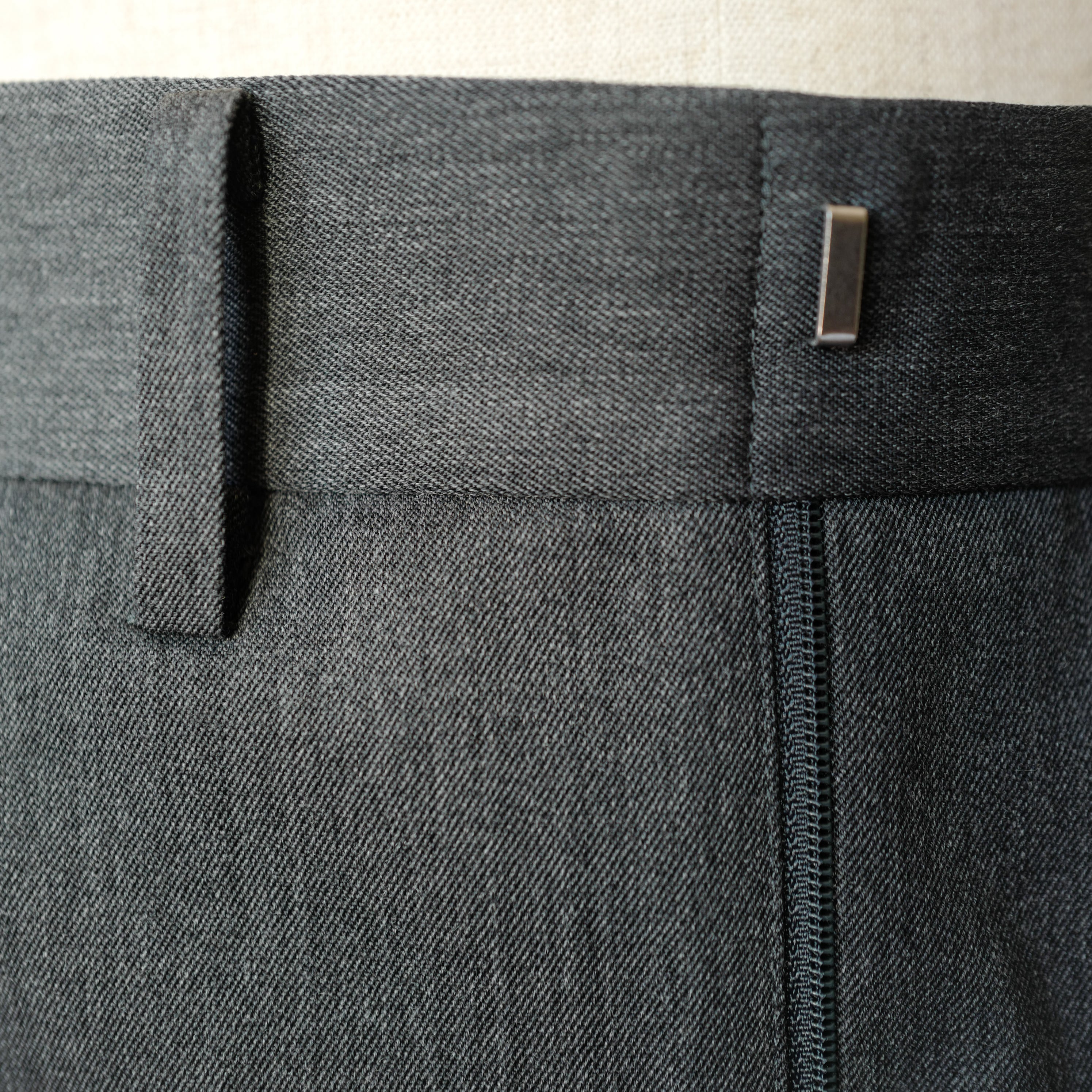 Ivory Wool Gabardine Trousers
