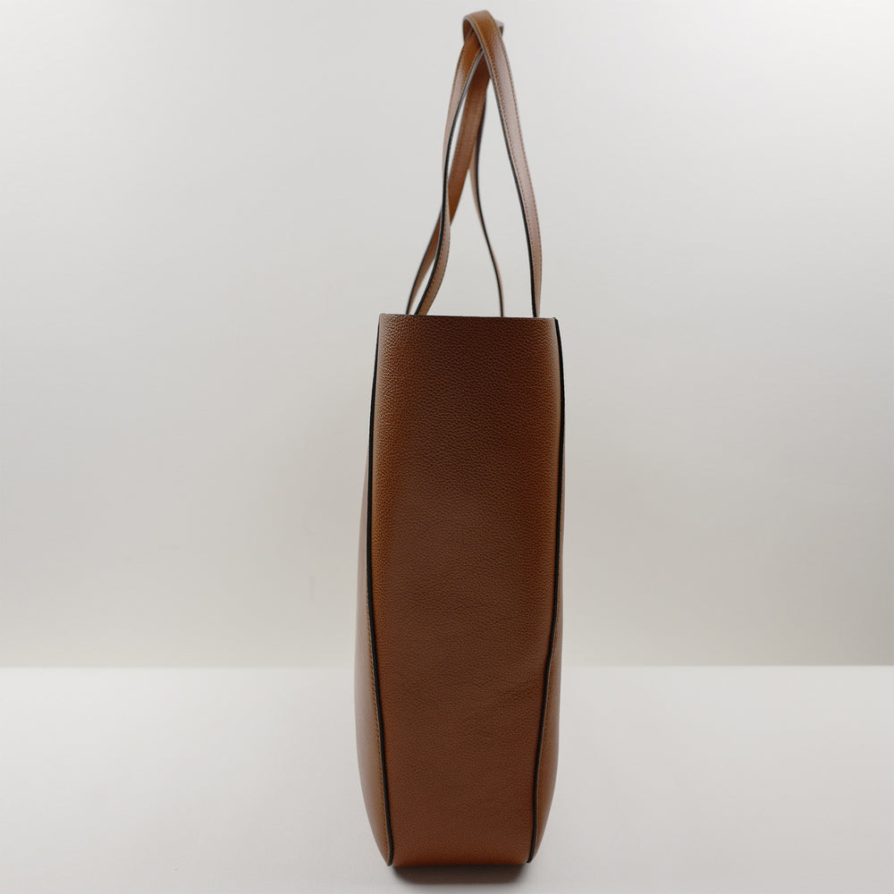 1142 Square Tote Bag in Medium Brown Calf