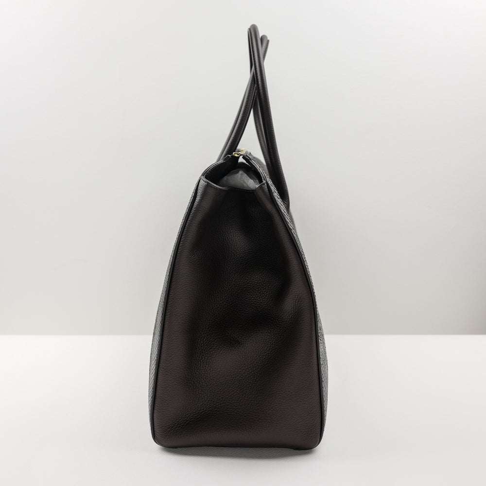 1162 Classic Tote Bag with Zip in Brown Python