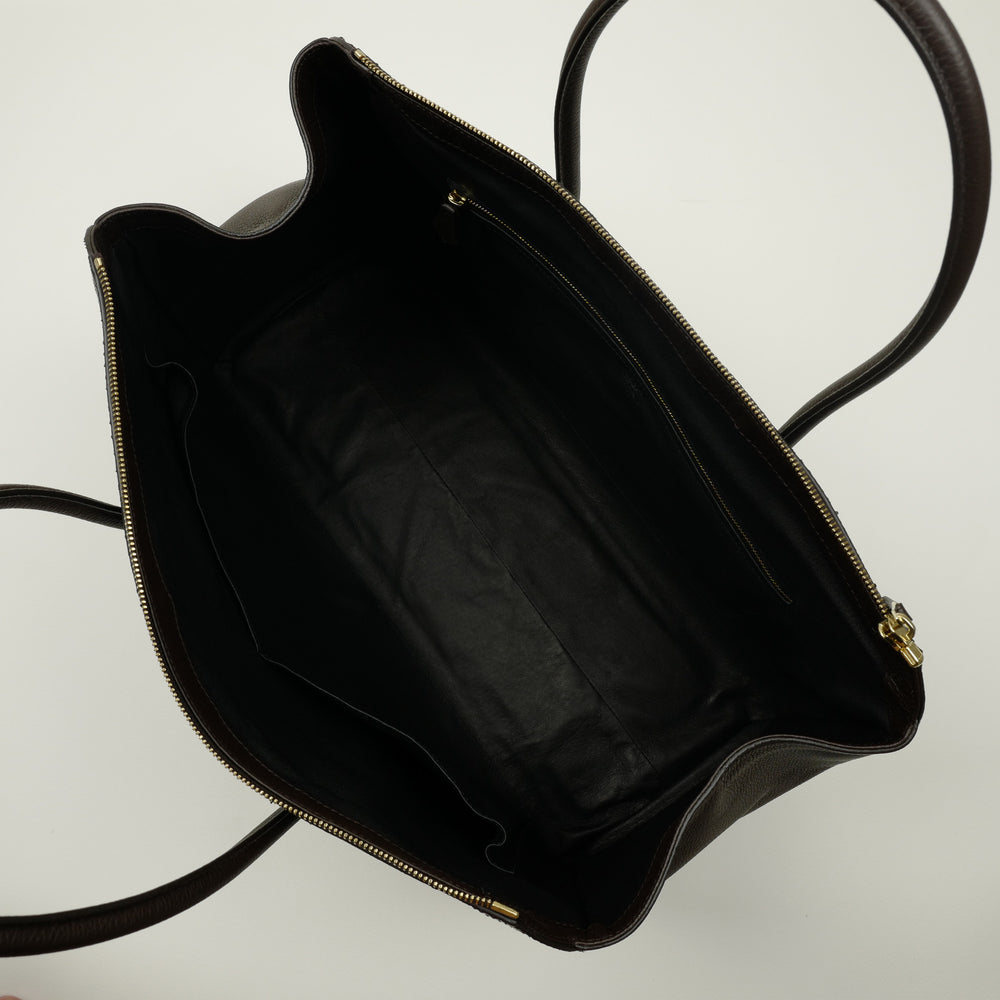 1162 Classic Tote Bag with Zip in Brown Python