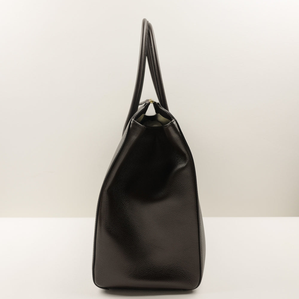 1162 Classic Tote Bag with Zip in Dark Brown Calf