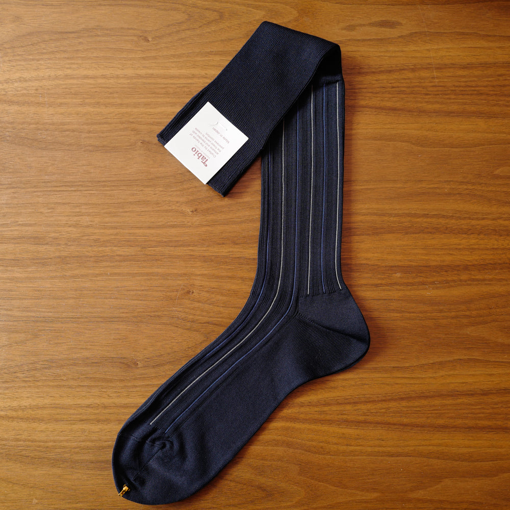 Navy/Blue Alternate-stripes over-the-calf Socks