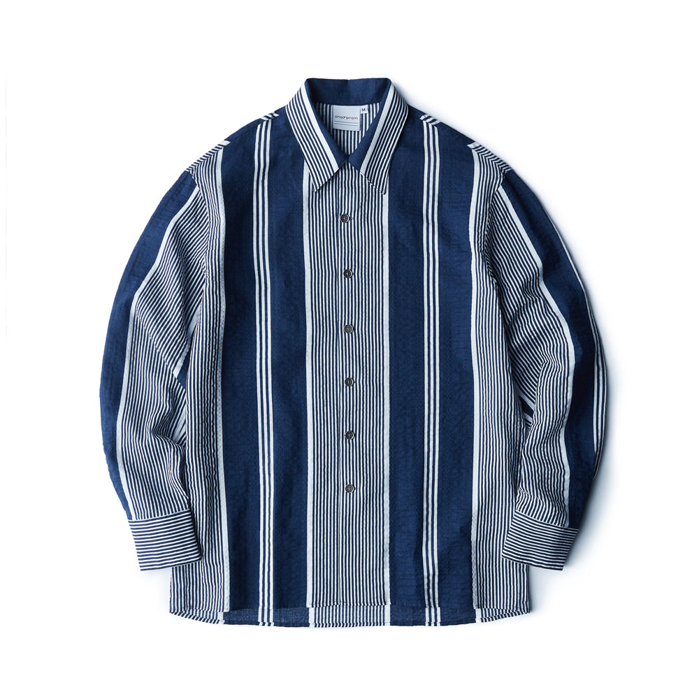 Navy Stripes Seersucker Shirt