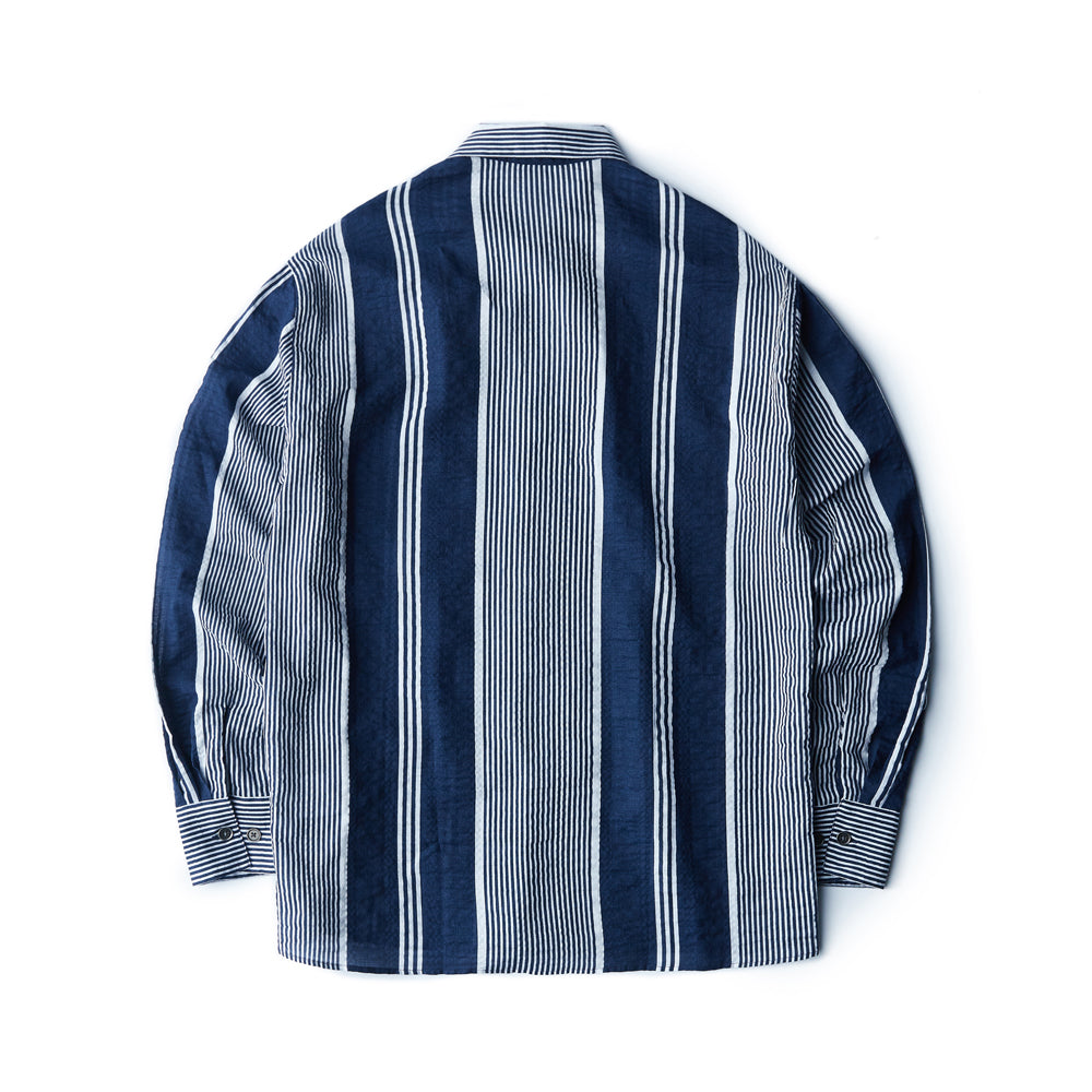 Navy Stripes Seersucker Shirt