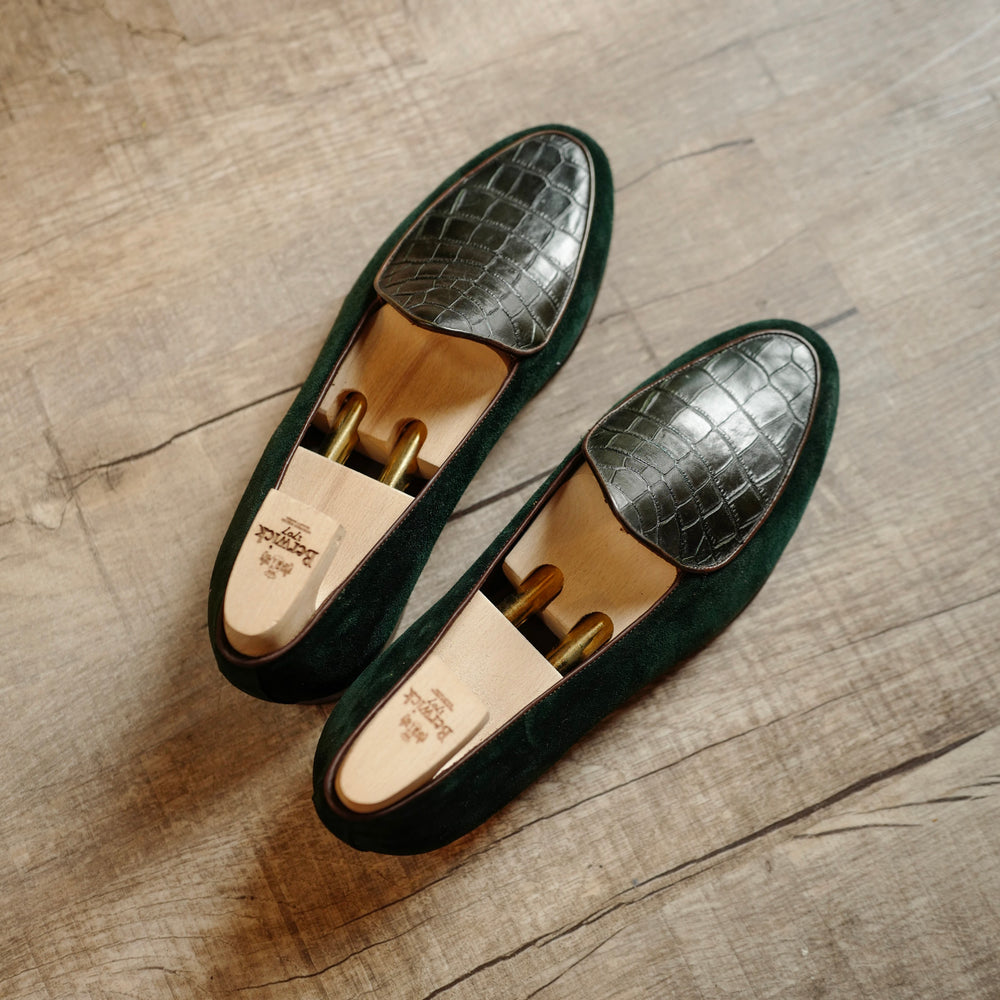 4950 Croco Loafers in Night Green